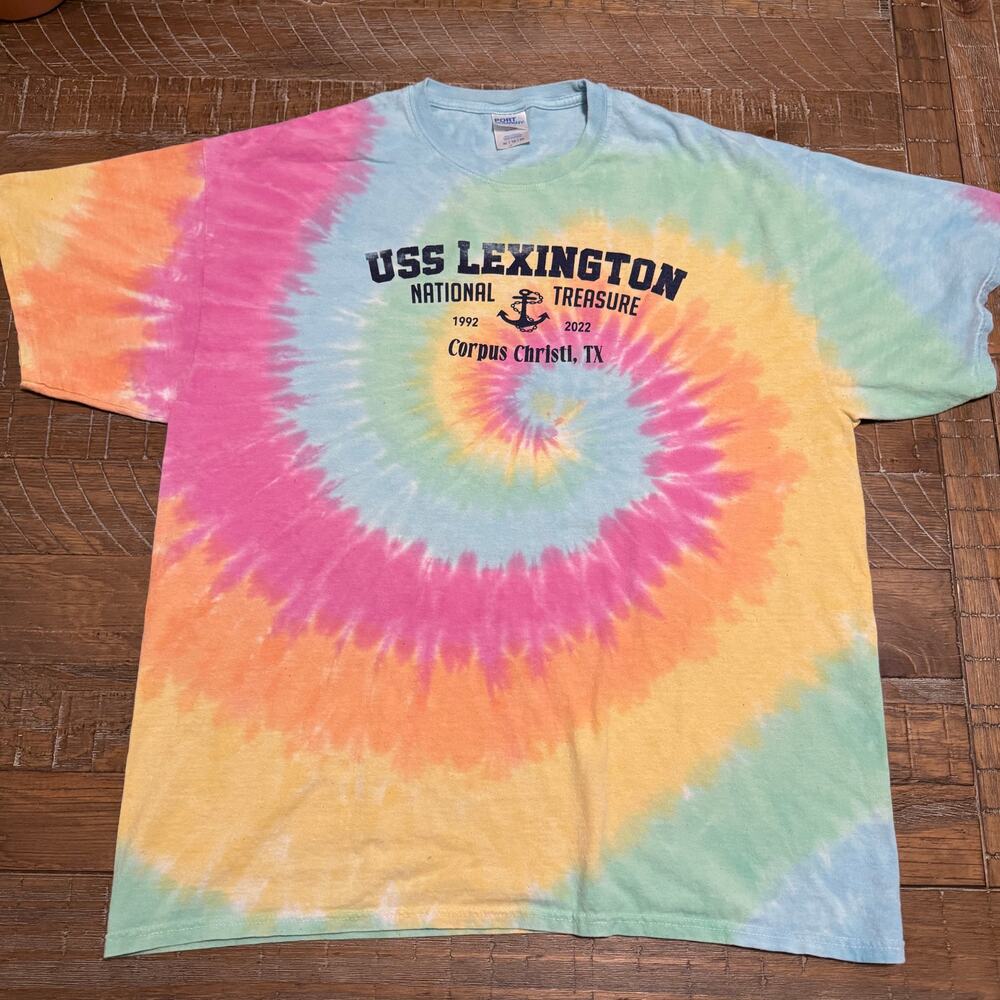 USS Lexington Corpus Christi, TX Tie Dye XL Port Authority Tourist US Navy